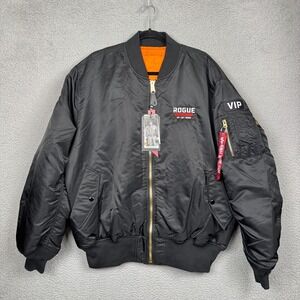 Rogue Coat Mens XXL Black Alpha MA-1 Flight‎ Jacket Bomber Military Tactical